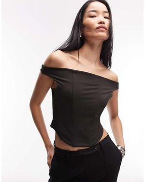 ASOS Sculpted Bardot Corset Top With Boning - Black