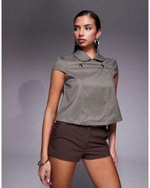 Edikted Haislee Plaid Tailored Shirt - Grey