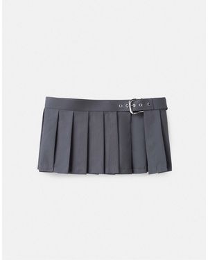 Stradivarius Jupe plissée avec ceinture e - Bleu