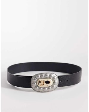 South Beach Western Buckle Belt - Grey