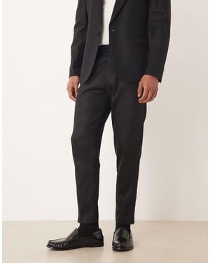 ASOS Tapered Suit Trousers With Linen - Natural