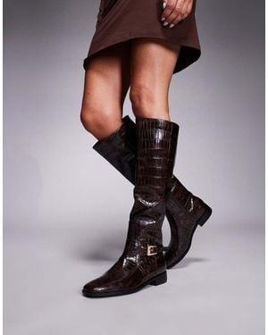 Public Desire Mackie Knee Boots With Buckle - Black