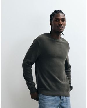 Only & Sons Pullover mit rundhalsausschnitt und waffelstrick - Schwarz