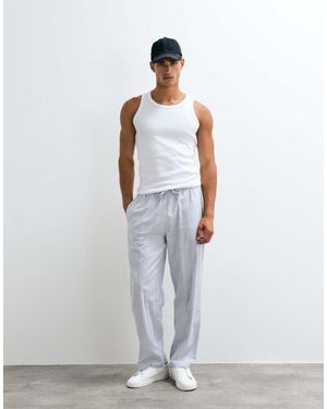 ASOS Pantalón De Estar Por Casa A Cuadros Con Acabado Cepillado-Azul - Blanco