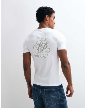 ASOS T-Shirt Muscle Con Grafica Testuale A Spirale Sul Retro - Bianco