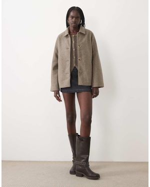 Vila Kort Jack Met Wollook En Knoopsluiting - Naturel