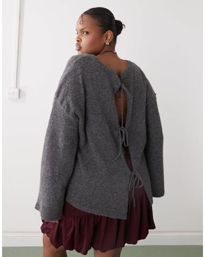 Noisy May – vorne gebundener, wendbarer pullover - Grau