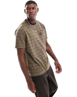 Superdry – gestreiftes, strukturiertes t-shirt - Braun