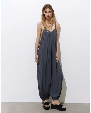 Pull&Bear – sarouel – fließender jumpsuit - Blau
