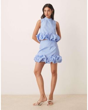 Sister Jane Lavender Gingham Mini Skirt - Blue