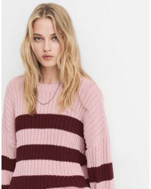 Pull&Bear Maglione Bordeaux A Righe - Rosa