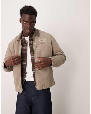 Abercrombie & Fitch Workwear Sherpa Lined Trucker Jacket - Natural