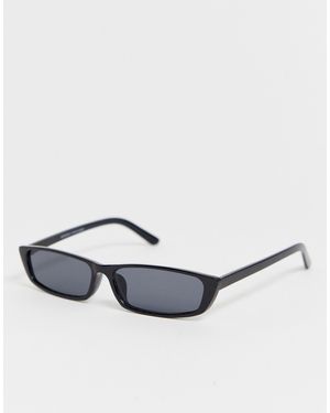 Bershka Thin Rectangular Sunglasses - Black