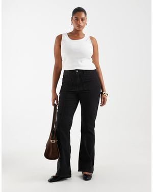 ONLY High Rise Front Pocket Pintuck Flare Jeans - White