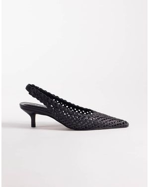 ASOS Star Weave Slingback Mid Heel Shoes - Blue