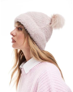 ASOS Gorro Color Visón Con Dos Pompones De Piel Sintética De -Rosa