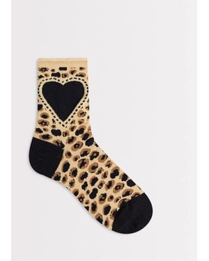 Dr. Martens Heart Leopard Print Sock - White