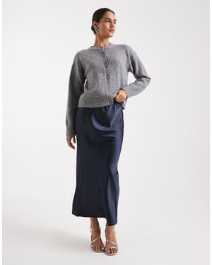 New Look Satin Bias Midi Skirt - Blue