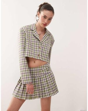 Collusion Tailored 90s Pleated Mini Skirt Co-ord - Natural