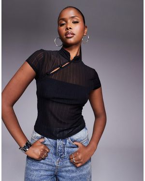 ASOS – figurbetontes, gesmoktes netzstoff-oberteil - Blau