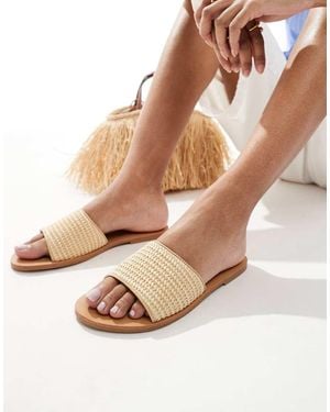 London Rebel Flat Sandal With Strap - Natural