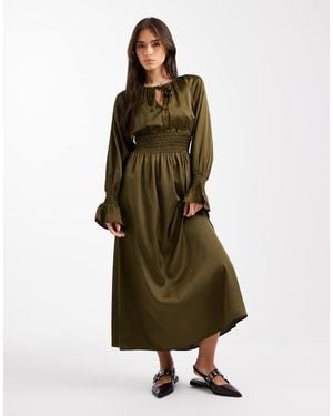 Wednesday's Girl Long Sleeve Boho Midaxi Dress - Green