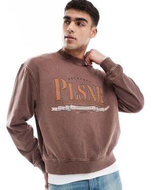 ASOS Boxy Oversized Sweatshirt With Print - Brown