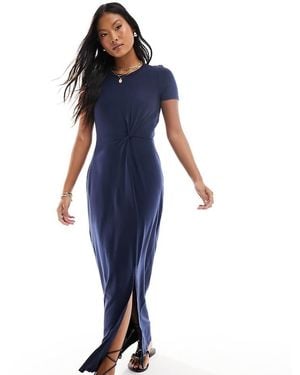 Vero Moda Knotted T-shirt Maxi Dress With Split - Blue