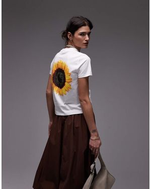 Carhartt T-Shirt Bianca Con Stampa Di Girasole Sul Retro - Grigio