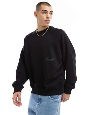 Bershka Felpa Nera Con Stampa Tono Su Tono - Blu