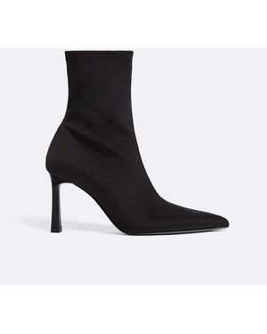 Stradivarius Fabric Ankle Boots With Stiletto Heel - Black