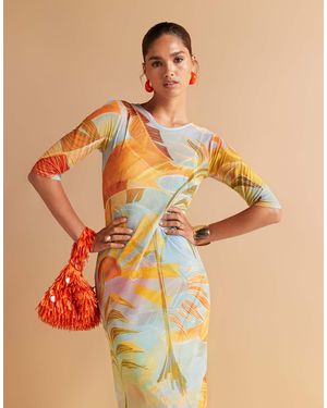 Never Fully Dressed – midaxi-kleid aus netzstoff - Orange
