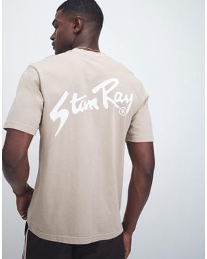 Stan Ray Logo Short Sleeve T-shirt With Back Print - Natural