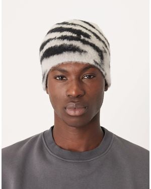 ASOS Brushed Zebra Print Skull Beanie - Black