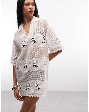 AllSaints Kyra Short Sleeve Crochet Mini Dress - Multicolour