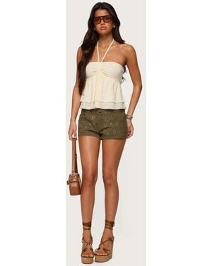 Edikted Eartha Studded Micro Shorts - Natural