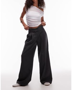 laagam Smith High Waist Tailored Trousers With Double Waistband - Blue