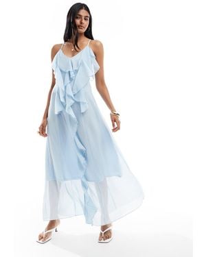 Vero Moda Boho Ruffle Cami Maxi Dress - Blue