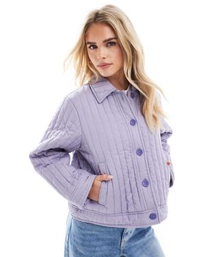 ASOS Asos Design Petite Washed Quilted Shacket - Purple