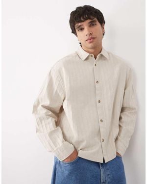 ASOS Boxy Oversized Textured Stripe Shirt - Natural