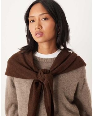 ASOS Wool Knitted Triangle Scarf - Brown