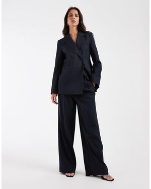 Aware Pleat Front Tailored Wide Leg Trouser Co-Ord - Blue