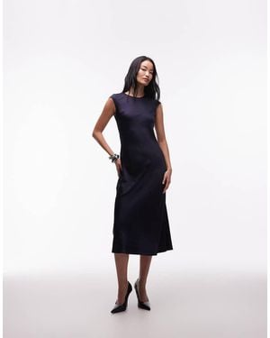 & Other Stories Bias Cut Satin Maxi Dress With Cap Sleeve - Blue