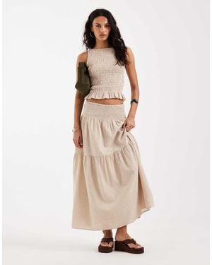JJXX Seersucker Gingham Maxi Skirt - Natural