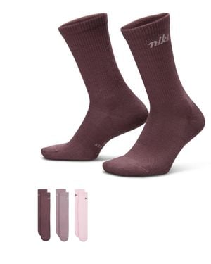 Nike Everyday 3 Pack Crew Socks - Purple