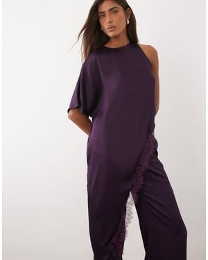 Mango Yazmin Satin Straight Leg Trouser Co-Ord - Purple