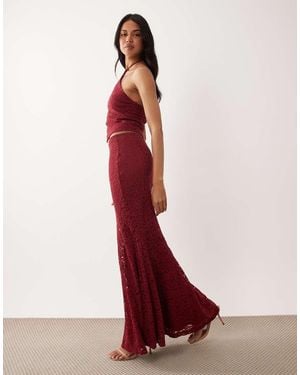 ASOS Co-Ord Lace Fishtail Maxi Skirt - Red