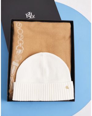 Ralph Lauren Gewebtes hut- und schal-geschenkset - Blau