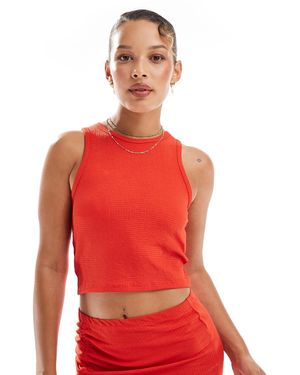 Vero Moda – cropped strandoberteil aus strukturiertem jersey - Rot