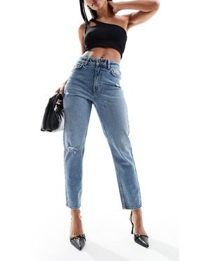 New Look Ripped Mom Jean - Blue